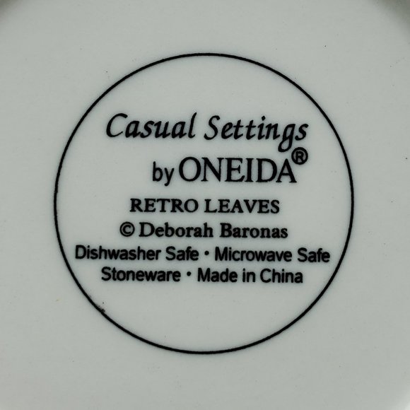 Oneida Casual Settings Retro Leaves White Small Square Dessert Bowls - Picture 7 of 7